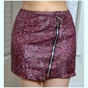 Metallic purple holographic mini skirt